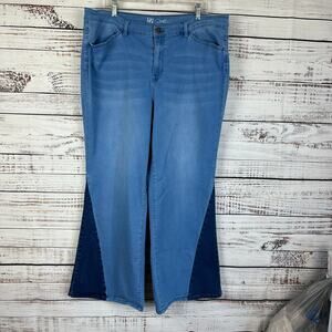 Womens DG2 by Diane Gilman 2-Tone Wide Leg Flare Virtual Stretch Denim Jeans 20W